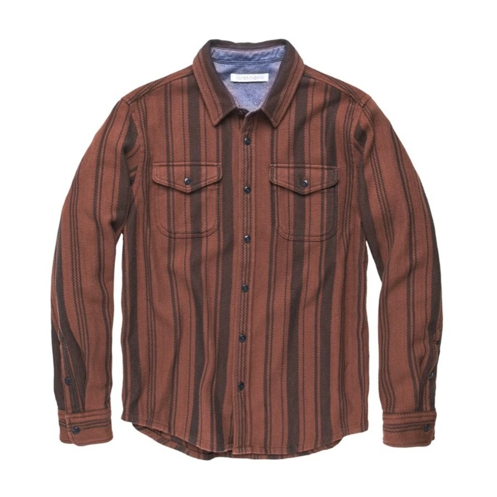 Outerknown‎ Mens Surf Ranch Blanket Shirt Button Up Burnt Hi Dez Stripe Large